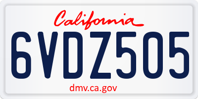 CA license plate 6VDZ505