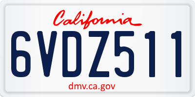 CA license plate 6VDZ511
