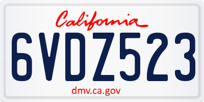 CA license plate 6VDZ523