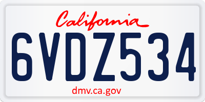 CA license plate 6VDZ534