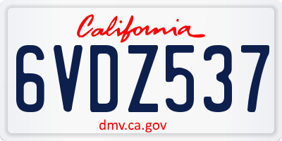 CA license plate 6VDZ537