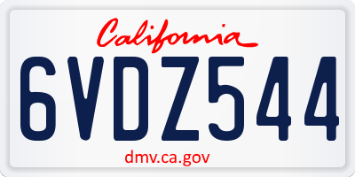 CA license plate 6VDZ544