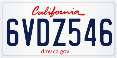 CA license plate 6VDZ546