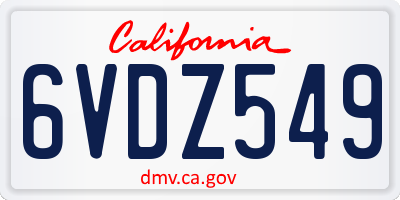 CA license plate 6VDZ549