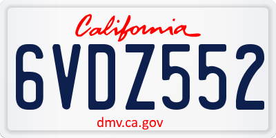 CA license plate 6VDZ552