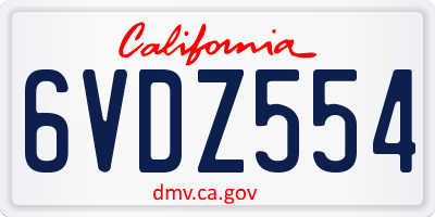 CA license plate 6VDZ554