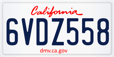 CA license plate 6VDZ558