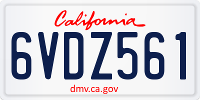 CA license plate 6VDZ561