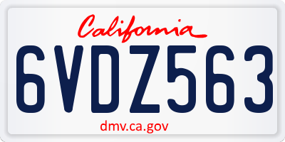CA license plate 6VDZ563