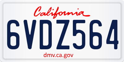 CA license plate 6VDZ564