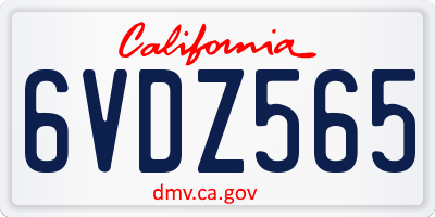 CA license plate 6VDZ565