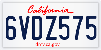 CA license plate 6VDZ575