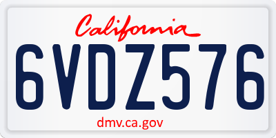 CA license plate 6VDZ576