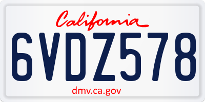 CA license plate 6VDZ578