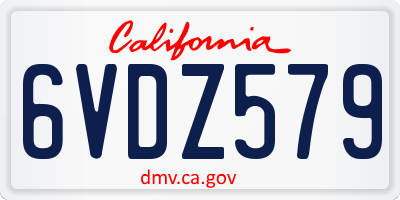 CA license plate 6VDZ579