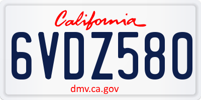 CA license plate 6VDZ580