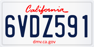 CA license plate 6VDZ591