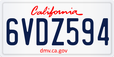 CA license plate 6VDZ594