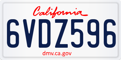 CA license plate 6VDZ596