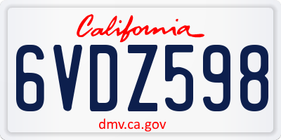 CA license plate 6VDZ598