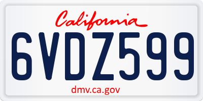 CA license plate 6VDZ599