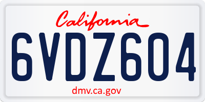 CA license plate 6VDZ604