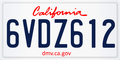 CA license plate 6VDZ612