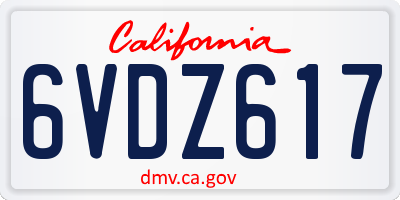 CA license plate 6VDZ617