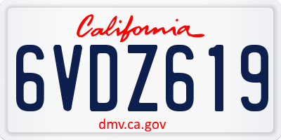 CA license plate 6VDZ619