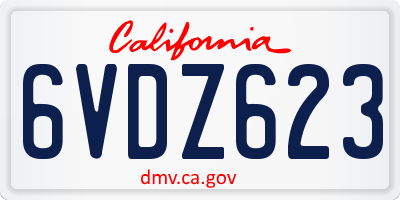 CA license plate 6VDZ623