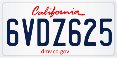 CA license plate 6VDZ625