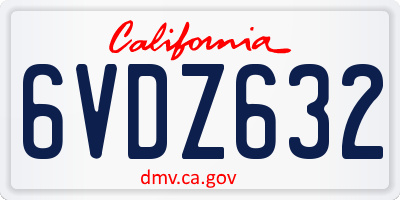 CA license plate 6VDZ632