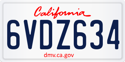 CA license plate 6VDZ634