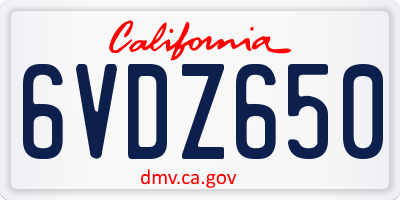 CA license plate 6VDZ650