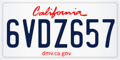 CA license plate 6VDZ657