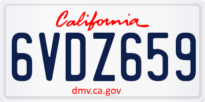 CA license plate 6VDZ659