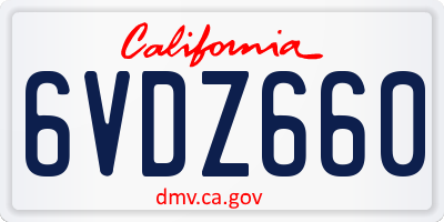 CA license plate 6VDZ660