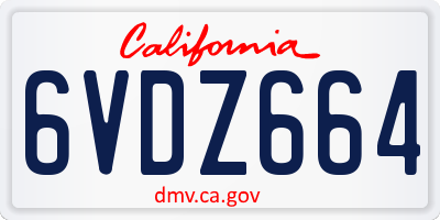 CA license plate 6VDZ664