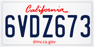 CA license plate 6VDZ673