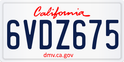 CA license plate 6VDZ675