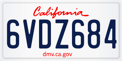 CA license plate 6VDZ684
