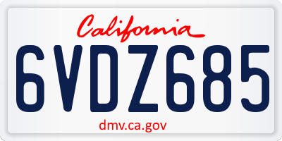 CA license plate 6VDZ685