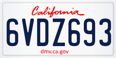 CA license plate 6VDZ693