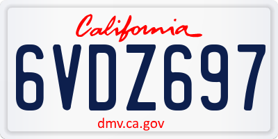 CA license plate 6VDZ697