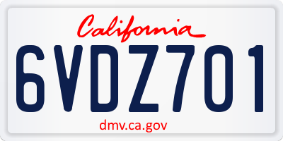CA license plate 6VDZ701