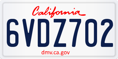 CA license plate 6VDZ702