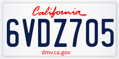 CA license plate 6VDZ705