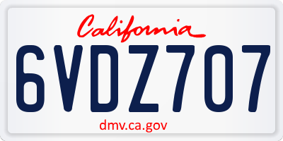 CA license plate 6VDZ707