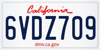 CA license plate 6VDZ709