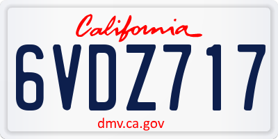 CA license plate 6VDZ717